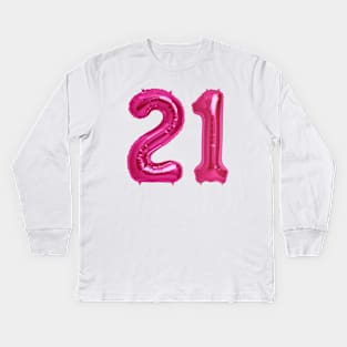 Hot Pink 21st Birthday Metallic Helium Balloons Numbers Kids Long Sleeve T-Shirt